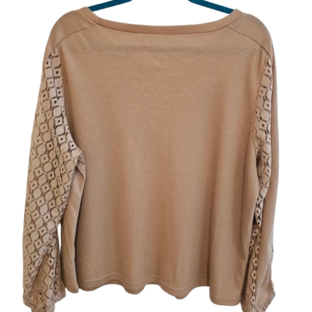 Shein Khaki Pullover with Contrast Sleeves - Picture 3 of 6